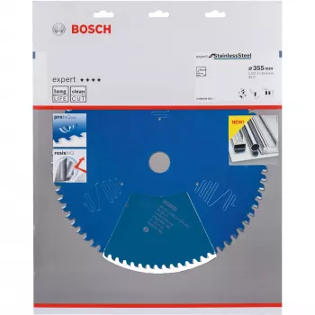 Bosch 2608644282 Expert for Stainless Steel hoja de sierra circular, Ø 355 mm, 90 dientes, orificio 25,4 mm, para sierras de corte e ingletadoras