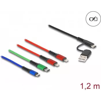 Cable de carga USB DeLOCK 4 en 1 USB Type-A USB-C a 2× Lightning Micro-USB USB-C 1,20 m