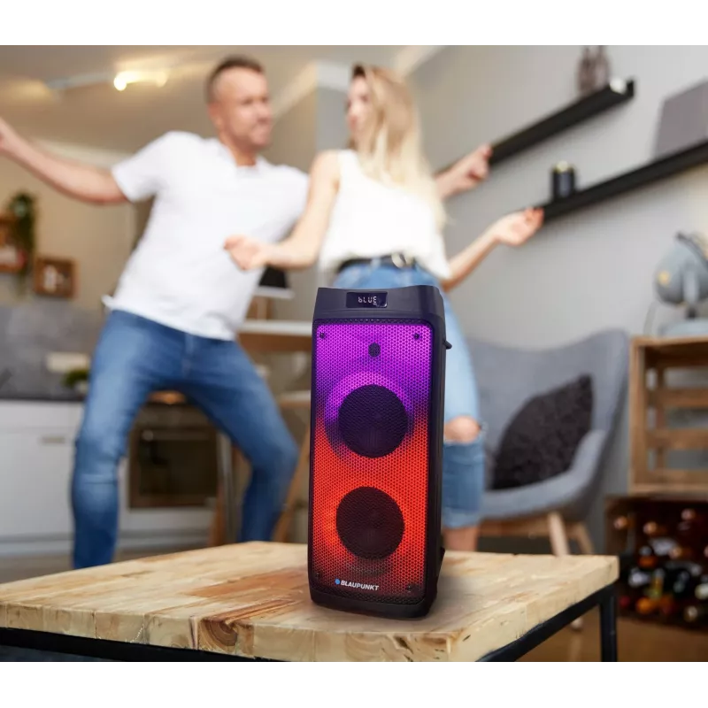 Sistema de audio PLL FM USB/SD/BT 2x karaoke FULL LED PartyBox