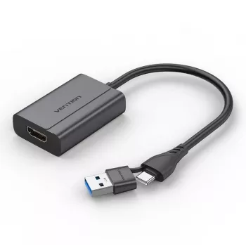 Adaptador de cable Vention ACYHB — USB-C + USB-A a HDMI, gris