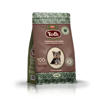 FOLK Razas pequeñas Tradicional festín de carne polaco con conejo, cordero y codorniz - Comida seca para perros - 1,6 kg
