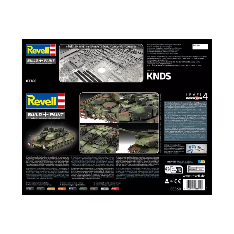 Maqueta de plástico REVELL Leopard 2A7A1 kit de carro de combate militar (escala no indicada)