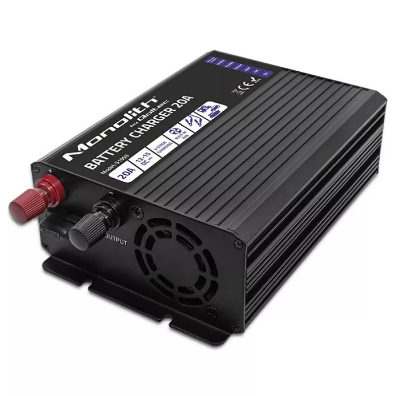Cargador QOLTEC Monolith 20 A 12 V para baterías LiFePO4, AGM, GEL, SLA