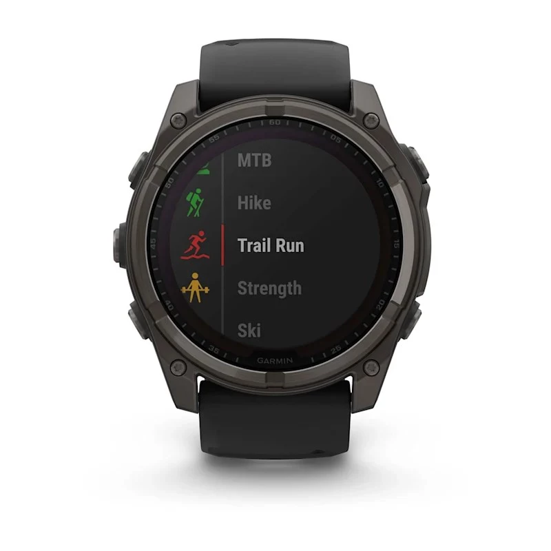 Garmin fenix 8 Solar Sapphire reloj inteligente 51 mm, 1,4" AMOLED 280 x 280 pantalla táctil, GPS, Wi-Fi, titanio, correa de silicona negra