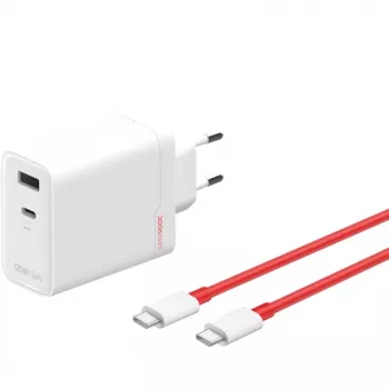 Cargador ONEPLUS SUPERVOOC 120W de doble puerto con cable, 120 W de potencia total, 1x USB-C + 1x USB-A, 100–240 V, 145 g, blanco