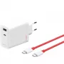 Cargador ONEPLUS SUPERVOOC 120W de doble puerto con cable, 120 W de potencia total, 1x USB-C + 1x USB-A, 100–240 V, 145 g, blanco