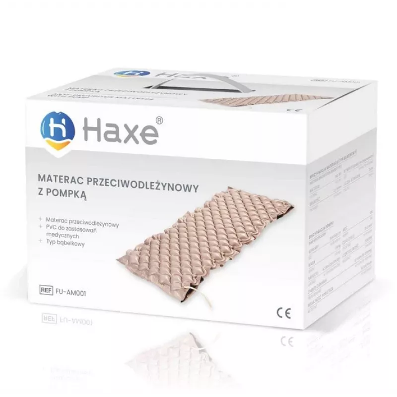 Colchón antiescaras Haxe FU-AM0001 individual PVC, estándar 2000×900×70 mm, 130 celdas, bomba eléctrica