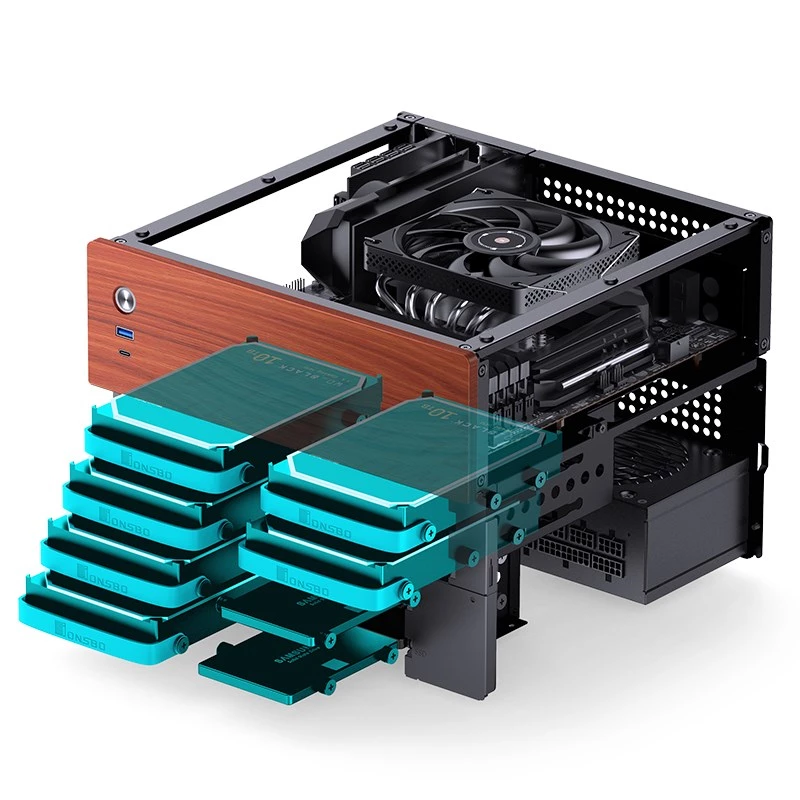Jonsbo N4 Caja Microtower negra Caja de PC compacta de acero resistente