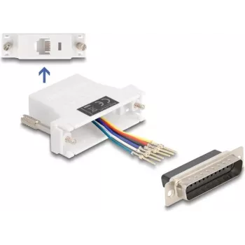 DeLOCK D-Sub de 25 polos macho a RJ12 hembra kit de montaje negro