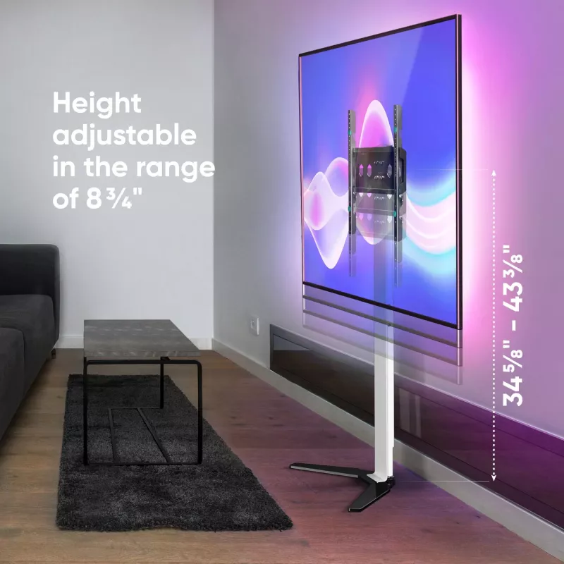 Soporte/pie de TV ONKRON TS1140-W para pantallas de 66–165,1 cm (26 inch–65 inch), 35 kg, VESA 100x100–400x400, altura 880–1100 mm, blanco
