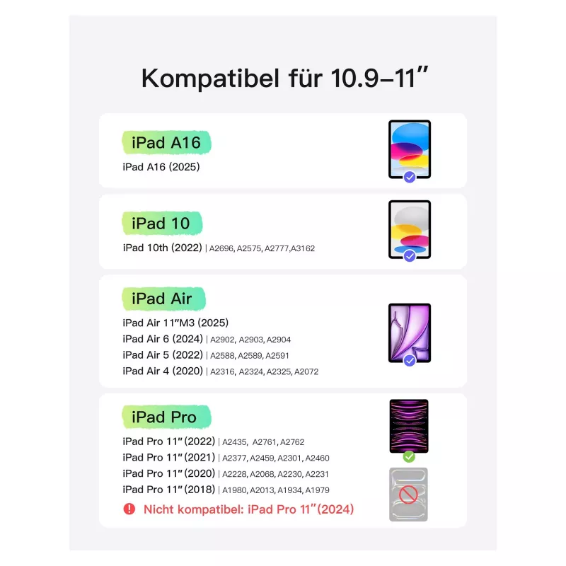 Inateck KB04122 Keyboard Folio para iPad 11, QWERTZ, verde