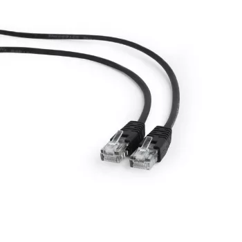 Cable de red Cat. 5E con protección antiacodamiento moldeada, conector de 50μ, 1 m, Negro