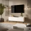 Mueble TV Cama LUCCA 3D 165×40×59 cm, blanco, parte superior de aglomerado
