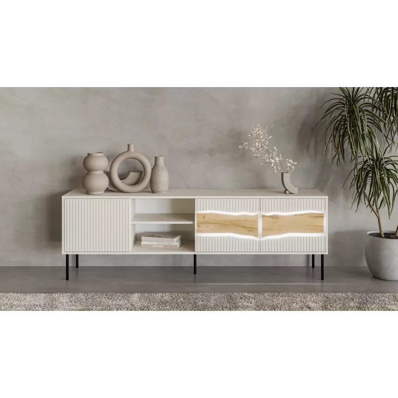 Mueble TV cama meble INSERTO 3D1W 190x40x62 cm acabado cashmere con LED