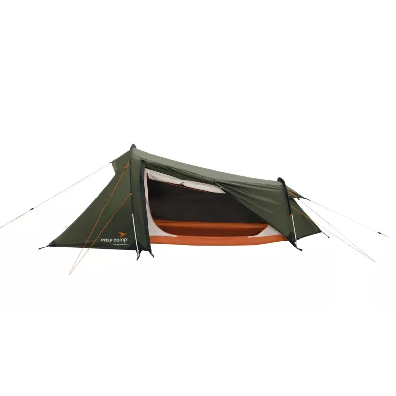 Tienda de túnel easy camp Sarek 1 (verde oscuro/naranja, 2025) — diseño de túnel para una persona
