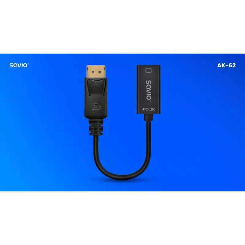 Adaptador Savio DisplayPort (M) v1.2 - HDMI A (F) v1.4, 4K, AK-62