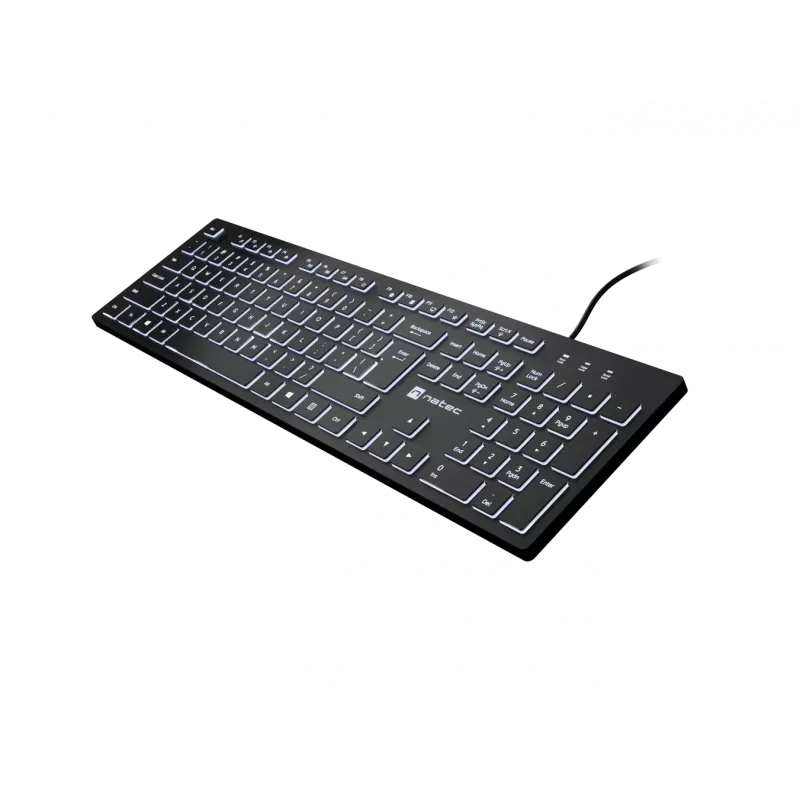 Teclado con cable NATEC HERRING GLOW distribución US con retroiluminación blanca