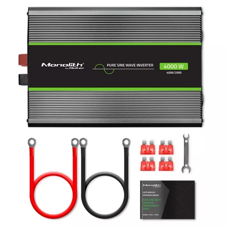 Qoltec Monolith Adaptador/convertidor de corriente para coche 4000 W Negro