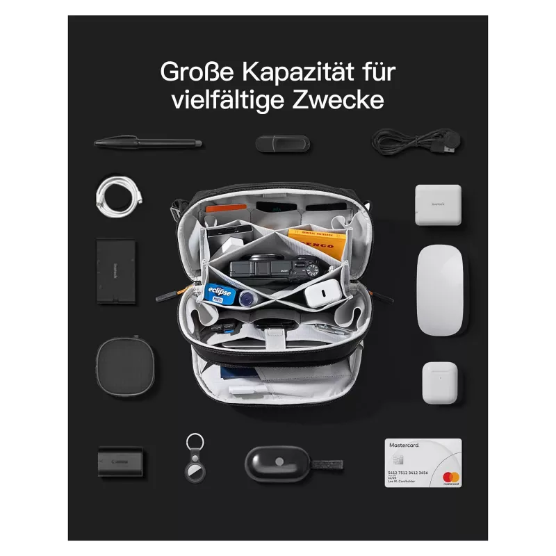 Funda organizadora de cables Inateck AB03010 — funda organizadora 27 × 15,8 × 11 cm, negra