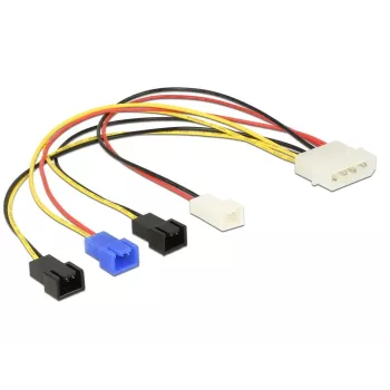 DeLOCK Molex 4 pin > 4 x 2 pin ventilador (12 V / 7 V / 5 V) - cable de alimentación para ventilador - alimentación interna, 4 polos (M) a Molex, 2 polos - 20 cm