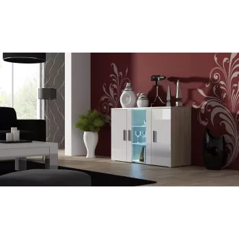 Aparador Cama 120 cm SOHO S7 roble sonoma/blanco brillante
