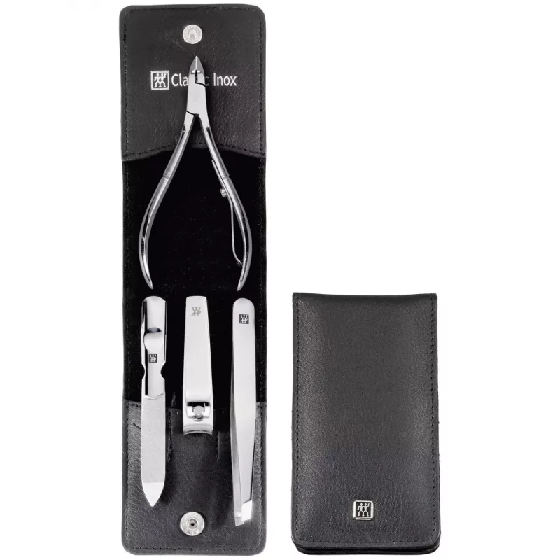 ZWILLING 97438-004-0 Set de manicura de 4 piezas en estuche de piel negro