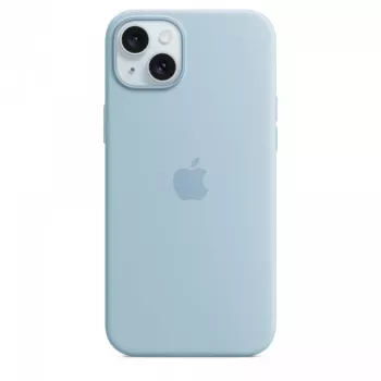 Funda de silicona Apple iPhone 15 Plus azul claro MagSafe