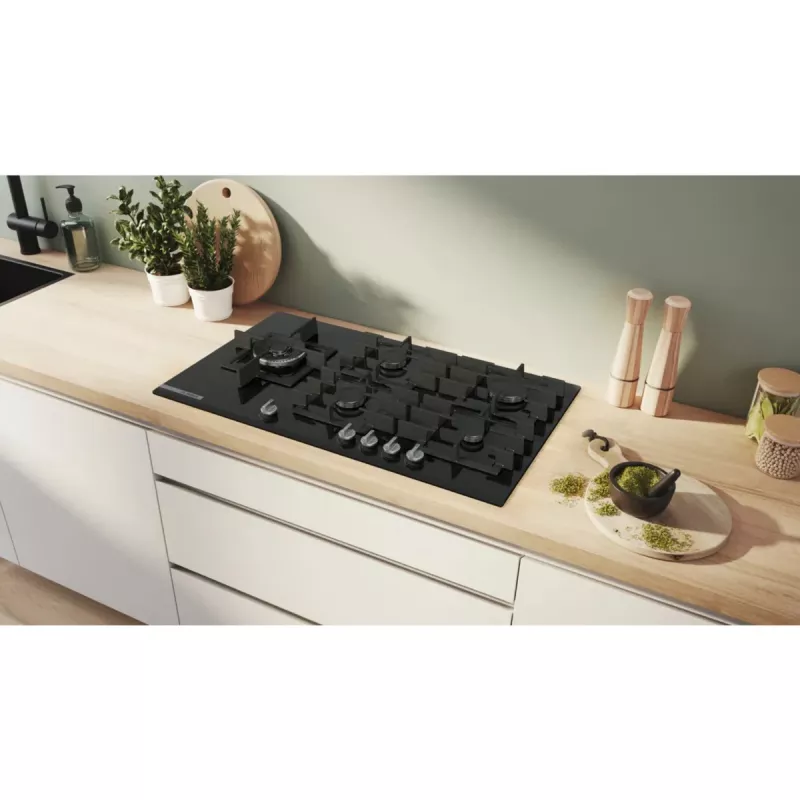 Placa de cocina Bosch Serie 8 PRS9A6H40 negra de encimera 90 cm gas 5 zonas