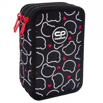 Estuche Cool pack Jumper 3 — organizador de papelería de tres pisos con diseño de oso, tejido resistente