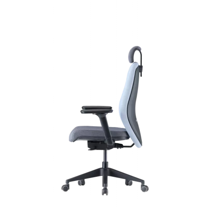 Silla de oficina ergonómica Up Up Athene negra, gris + tejido azul