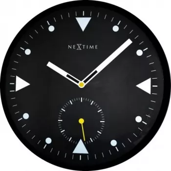 Reloj de pared NeXtime 3049 Serious Black, Ø32 cm, negro