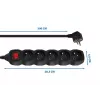 Alargador Esperanza ELK215K – cable de 3 m, 5 tomas con toma de tierra tipo E, para interiores, negro