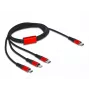 Cable de carga USB DeLOCK 3 en 1 USB Type-C a Lightning Micro USB USB Type-C 1 m negro rojo