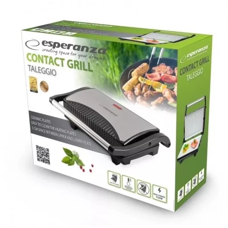 Esperanza EKG006 parrilla eléctrica 750W acero inoxidable/negro