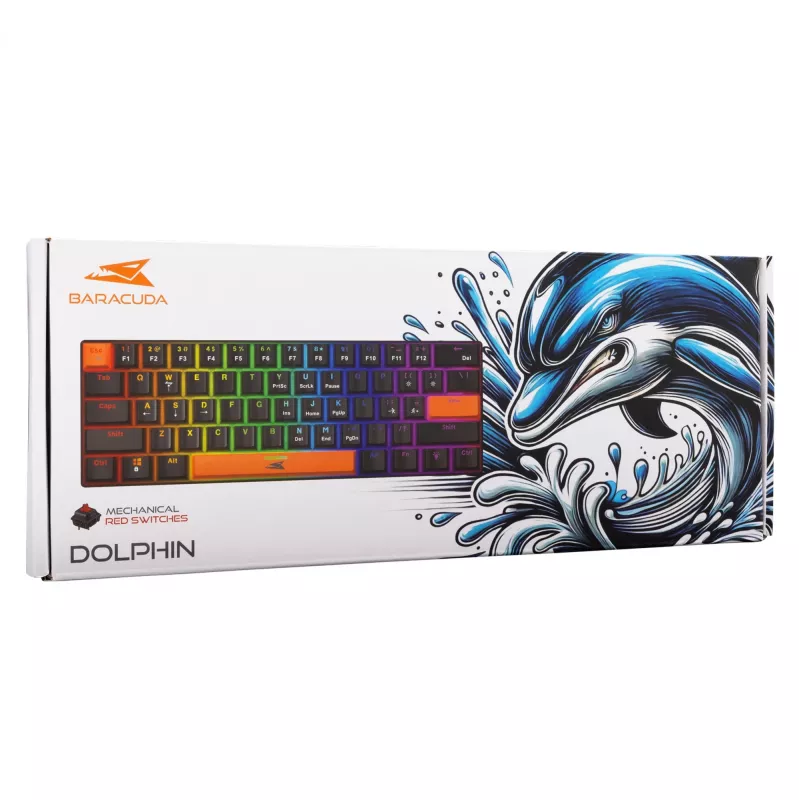 Teclado mecánico Baracuda Dolphin negro distribución US con switches red