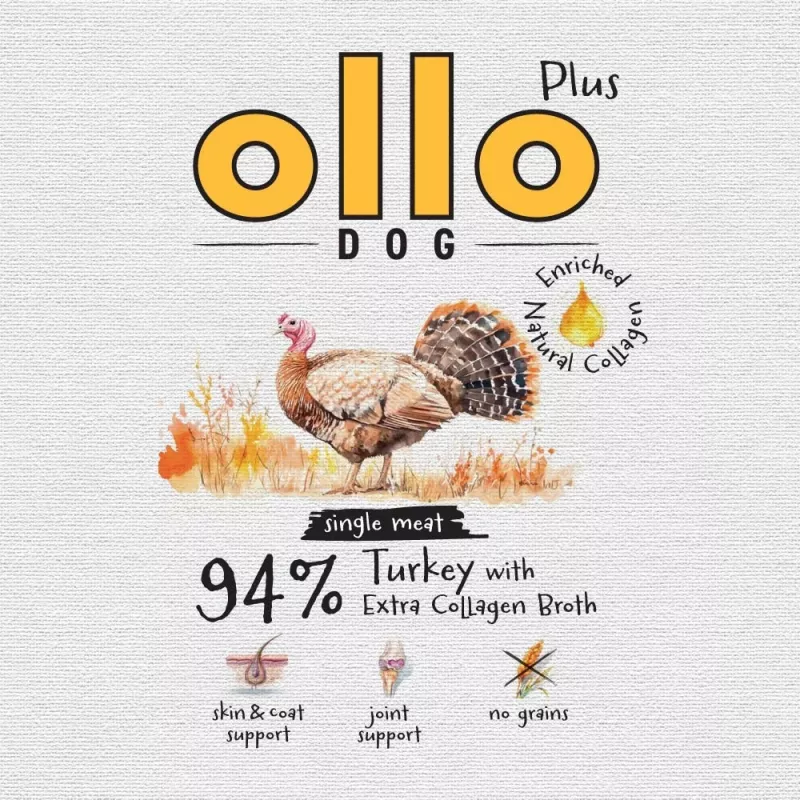 Ollo Plus Colágeno Pavo 400 g Lata de comida para perros