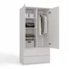 Top E Shop SZAFA MALWA B armario de dormitorio, 5 estantes, 2 puertas, blanco