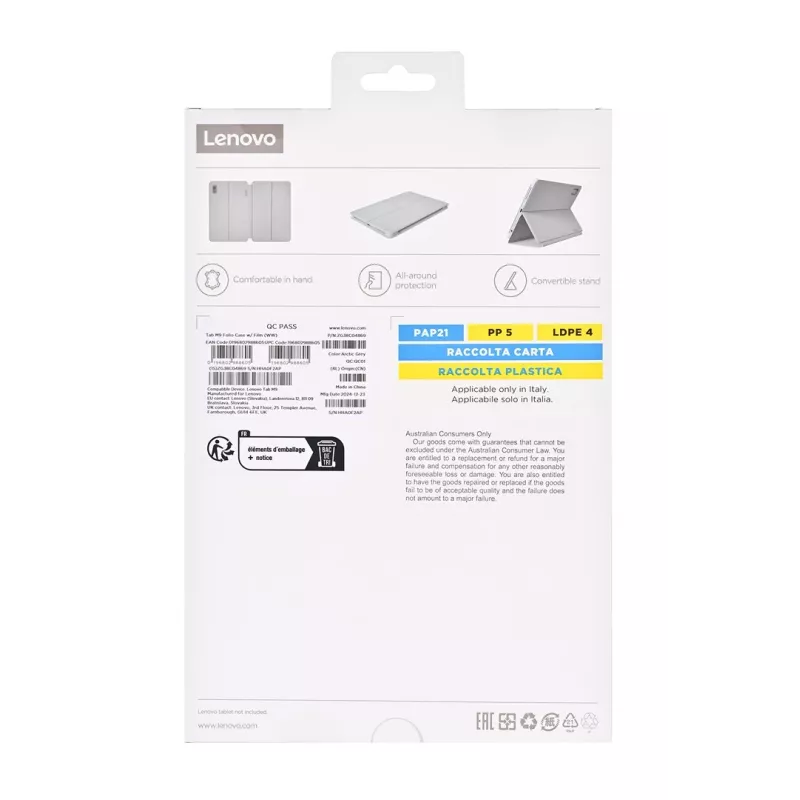Lenovo ZG38C04869 funda Folio para Tab M9, 22,9 cm (9 pulgadas), poliuretano/policarbonato, gris