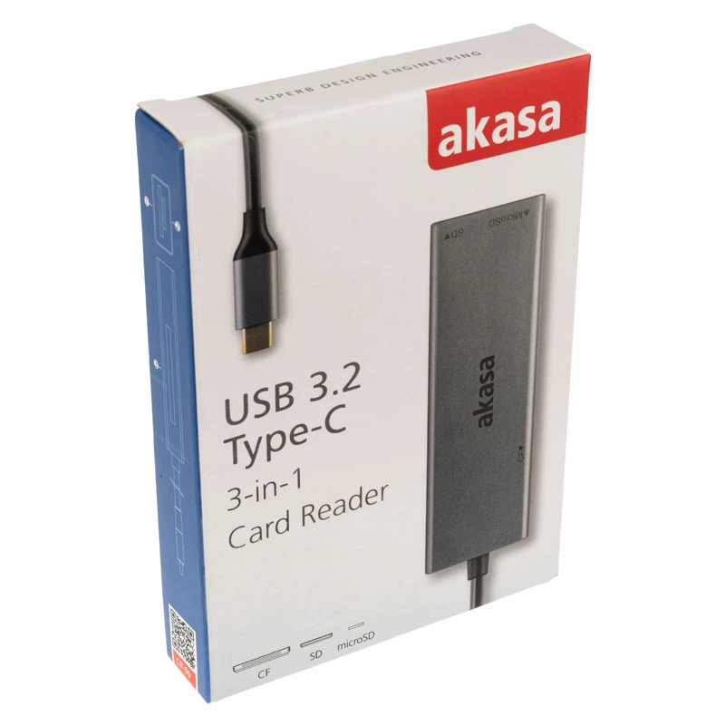Akasa AK-CR-09BK lector de tarjetas 3 en 1 USB 3.2 Gen1 Type-C