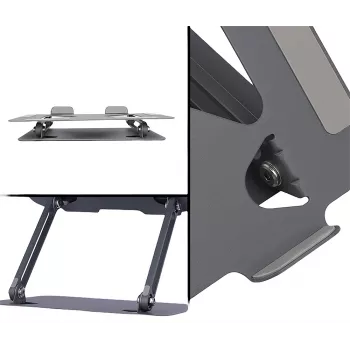 Soporte para portátil MEDIA-TECH MT2661 — altura ajustable, diseño plegable de aluminio para portátiles de hasta 17