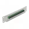 Panel de parcheo de fibra óptica DeLOCK 10 pulgadas 12 puertos SC simplex verde 1HE gris