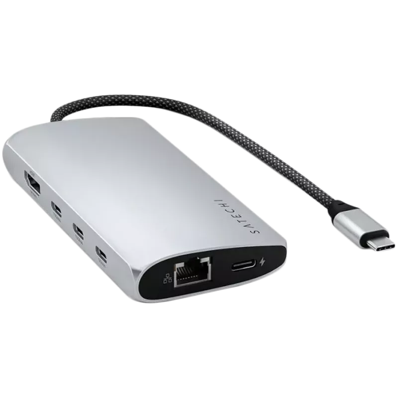 Satechi ST-P8KES adaptador multipuerto USB-C 8K con Ethernet V3, plateado