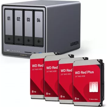 UGREEN Kit de NAS HDD DXP4800 Plus+ con 4 x discos duros Western Digital WD80EFPX 8 TB (modelo 35261 y 4x WD80EFPX)