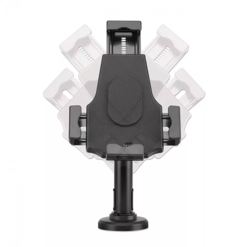 Soporte de mesa para iPad y tablet Manhattan, con cerradura, montaje en pared, protección antirrobo segura, tablets de 7,9 pulgadas a 10,5 pulgadas, giro 360°, inclinación +/- 70°, rotación 330°, negro, garantía de por vida