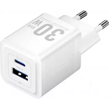 Vention 30W - Cargador con tecnología GaN, 1x USB-A, 1x USB-C (blanco)