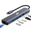 Adaptador HUB USB C 6en1 - HDMI, USBx3, PD, RJ-45