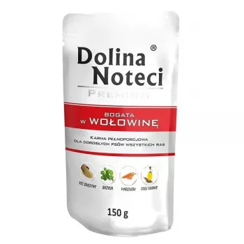 Comida húmeda para perros Dolina Noteci Beef Adult 150 g — 77% humedad, 12% proteína, 6,5% grasa