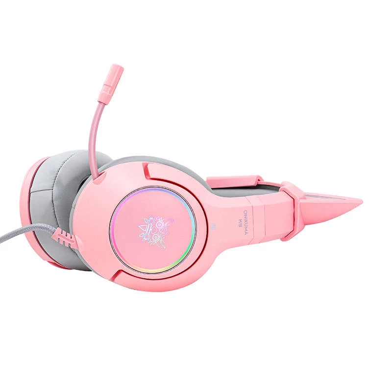 Auriculares Onikuma K9 rosa RGB gaming