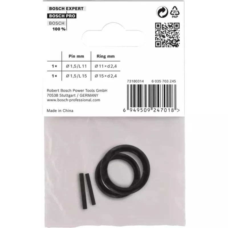 Set anillo de retención y pasador, para vaso de impacto PRO 1/4, seguro negro, 4 piezas
