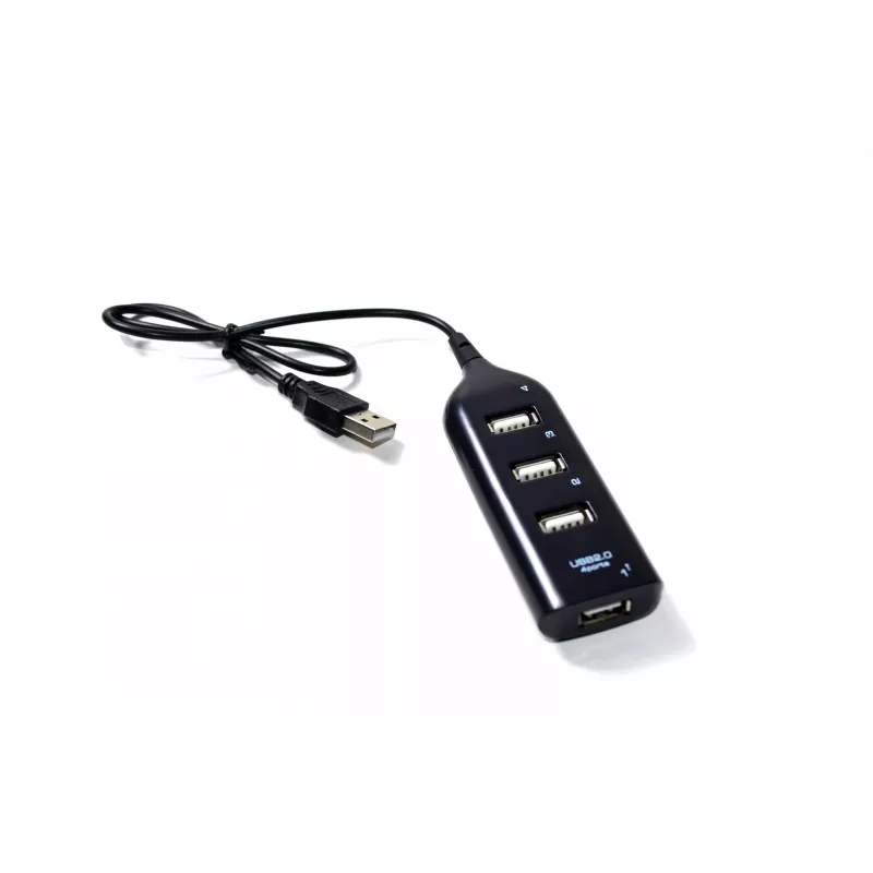 Hub USB VAKOSS TC-234UX — hub USB 2.0 de 4 puertos, alimentación DC (5 V, 1 A), negro